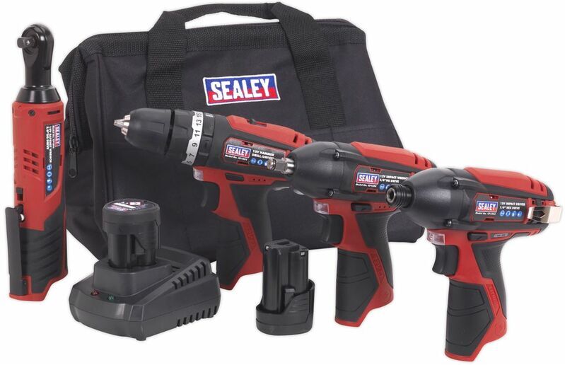 4 x 12V SV12 Series Cordless Power Tool Combo Kit CP1200COMBO - Sealey