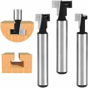 1/4' T-Slot Milling Cutter, T-Slot Router Bits, 3pcs(7.93/9.52/12.7mm) Cutting Shank with Wood Cutter Blade for Power Tools Groofoo woodworking tool