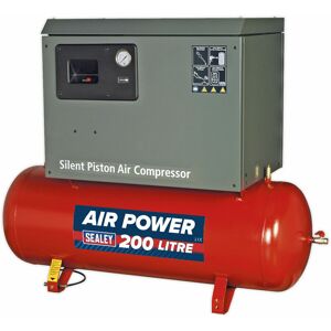 LOOPS 200 Litre Low Noise Belt Drive Air Compressor - Single Phase 3hp Electric Motor