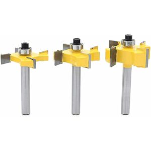 LANGRAY 3Pcs Tongue and Groove Cutter, 4 x Shank T 1/4 