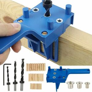 AlwaysH 41 PCS Dowel Drilling Jigs Dowel Drilling Jig Kit Straight Hole Woodworking Dowel Jig with 6/8/10mm Dowel Centerer for Hand Wood Dowel (Blue)