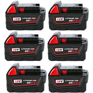 PDstation 6Pack 6.0Ah 18V Replacement for Milwaukee M18 Battery 48-11-1850 48-11-1865 48-11-1852 48-11-1840 48-11-1820 48-11-1828 48-11-10 48-11-1815