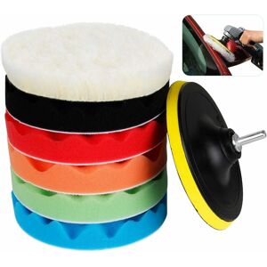 Langray - Car Polishing Sponge, Car Polishing Pad Set 6 Inch Sponge and Wool Polishing Pad Drill Polishing Set for Grinding Machine Polishing Machine