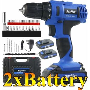 Briefness - Cordless Drill Impact Driver 45Nm, 21V 2x1.5Ah Li-Ion Batteries Electric Bolt Screwdriver,Drill Driver, Fast Charger, 2900RPM Max Speed,