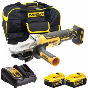 Dewalt DCG405FN 18V Brushless 125mm Angle Grinder with 2 x 5.0Ah Batteries & Charger in Case:18V