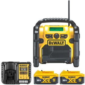 DeWalt DCR020 18V XR Compact Digital DAB Radio With 2 x 5.0Ah Batteries & Charger