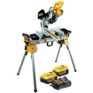 DCS365M2 18v Cordless xps 184mm Mitre Saw, 2 x 4.0ah + DE7033 Leg Stand - Dewalt