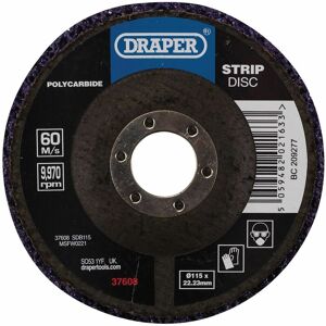 Draper Polycarbide Strip Disc, 115mm, 22.23mm, 180 Grit, Purple (37608)