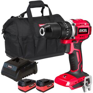 18V Cordless Brushless Combi Drill with 2 x 5.0Ah Battery Charger & Bag - Excel