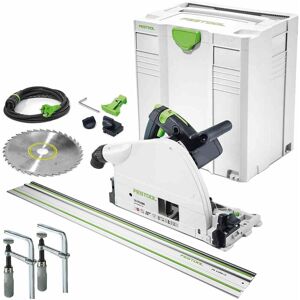 Festool TS 75 EBQ-Plus 230V GB Circular Plunge Cut Saw - 576114 With Guide Rail & Clamp Set