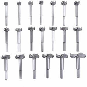 20Pcs Drill Bits, Rocaris Tungsten Steel Woodworking Hole Saw Set, Wood Cutter Auger Opener Round Shank Drilling Cutting Tool (16mm-100mm) - Groofoo