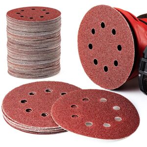 Groofoo - Sanding Discs 125mm, 180 Pieces, Sanding Discs with 8 Holes, 40/60/80/120/180/240/320/400/600/1000/2000/3000 Grit for Random Orbital Sander