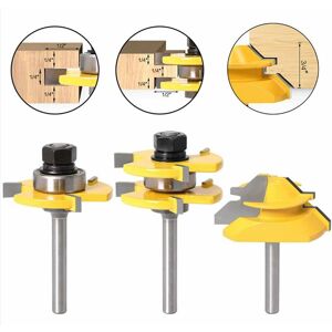 Grooving Cutters 45 Degree Lock Miter Router Bit + Tongue Bit + Grooving Cutter, Woodworking Cutter for Carpentry Tools (1/4''(6.35mm)) Denuotop