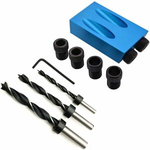 Groofoo - Hole Marker Tool, Pocket Hole Jig Kit 6/8/10mm Angle Drill Guide Set Hole Drilling Tool Jig Drill Set diy Woodworking Tools (14 Pcs/Set)