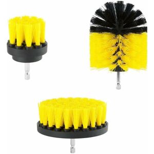Drill Brush Brush Drill Electronic Rotary Cleaning Brush for Bathroom, Car, Floor, Kitchen, 3 Pieces, Yellow - jaune - Langray
