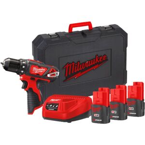 M12BDD-153C 12v Drill Driver with 3 x B12B15, C12C Charger and Kitbox 4933459044 - Milwaukee