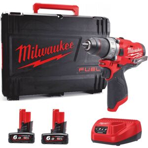 M12FDD-602X 12V Fuel Sub Compact Cordless Drill Kit - 2 x M12B6 Batteries, C12C Charger & Dynacase 4933459821 - Milwaukee