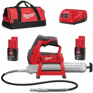 Milwaukee - M12GG-0 M12GG-202B 12V M12 Cordless Grease Gun 2 x 2Ah M12B2 Batteries