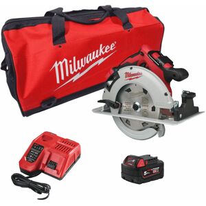 M18BLCS66-501B 18V 190mm Brushless Circular Saw - 1 x M18B5 Battery, M12-18FC Fast Charger & 24 Canvas Bag - Milwaukee