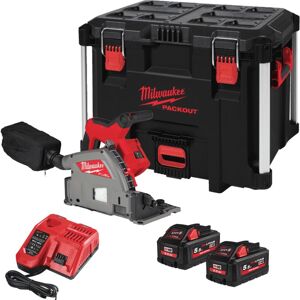 Milwaukee - M18FPS55-552P 18V fuel 55mm Plunge Saw Kit - 2 x M18HB5.5 High Output Batteries, M12-18FC Fast Charger & Deep packout Case 4933478779