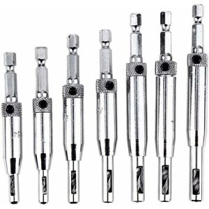 DENUOTOP Other Drill Bit, Self-Centering Hinge Drill Bits for Door Cabinet - 7pcs 1/4 Hex Shank Self-Centering Pre-Cut Bits, 5/64 7/649/64 11/6425/127