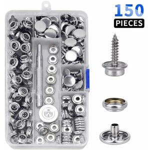 OSUPER Pack of 150 Marine Grade Upholstery Canvas Accessories Stainless Steel 10mm Boat Deck Snaps Screw Fasteners with Tool