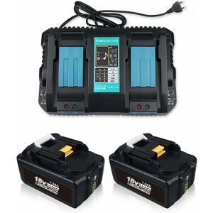 Pdstation - 2Pack 7.0Ah Li-ion Battery for Makita 18V lxt Battery BL1860B BL1860 LXT-400 BL1850 BL1850B + DC18RD Dual Port Charger