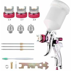 Groofoo - Professional Paint Spray Gun, High Pressure Air Spray Gun Kit, hvlp 600CC Gravity Feed Pneumatic Paint Spray Gun, 1.4MM/1.7MM/2.0MM 3 Size