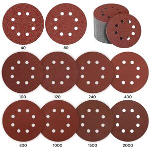 GROOFOO Sanding Discs, 80 Pieces Sanding Discs 125mm Sanding Paper Sanding Disc for Random Orbit Sander 10 x P40 / P80 / P100 / P120 / P240 / P400, 5 x P800