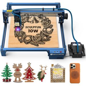 S30 Pro 10W Laser Engraver, Engraving Machine, 30L/Min Auto Air Assist Pump, Air Nozzle, Industrial Grade Rail, Limit Switch - Sculpfun