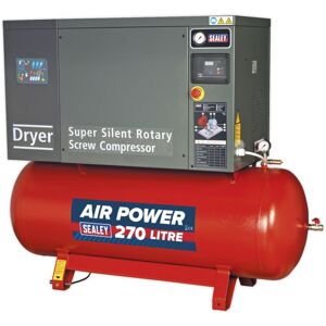 Sealey Screw Compressor 270L 10hp 3ph Low Noise with Dryer