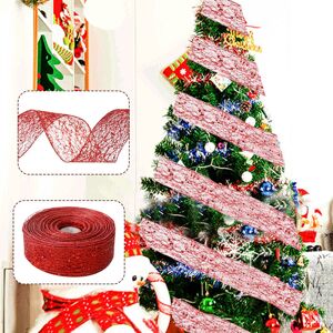 Other decoration for Christmas, Christmas decorations 2 meters, random web edge, Christmas ribbon, Christmas tree decoration, red fan ribbon Denuotop