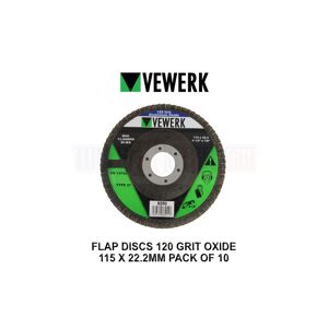 115 x 22.2MM Type 27 Flap Discs 120 Grit Oxide Pack Of 10 8250 - Vewerk