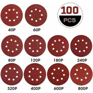 CYSLMUK 100PCS Sanding Disc Sandpaper 125mm Sanding Discs 40/60/80/120/180/240/320/400/600/800 Ideal for Sanding/Polishing/Rust Removal
