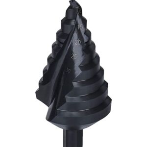 IKODM 10mm-45mm Titanium Coated HSS Steel Spiral Grooved Step Cone Drill Bit Hole Cutter for Aluminum Copper Stainless Steel