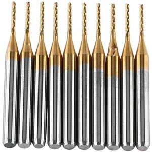 Dewdat - 10pcs cnc Milling Cutter 3.175mm 1mm Tungsten Carbide Titanium Coating Cutting Tool Drill Bit Straight Shank Milling Cutter for Carving