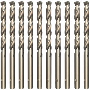TINOR 10pcs M35 High Speed Steel & Cobalt Gold Twist Drill Bit Set - For Drilling Stainless Steel, Hard Steels, Cast Iron, Copper, Aluminum, Wood & Plastic