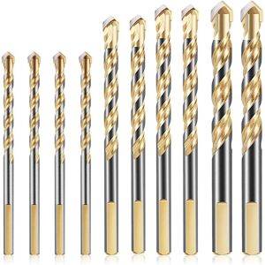 MEMKEY 10pcs Masonry Drill Bit Set 6/8/10/12mm Carbide Drill Bit Set for Ceramic Tile Porcelain Concrete Brick Wall Glass