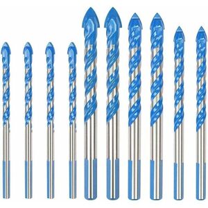 LINGHHANG 10Pcs Tungsten Carbide Drill Bit Set for Porcelain, Tile, Concrete, Brick Wall, Glass, Mirrors, Plastic Masonry and Wood Assorted Sizes 6/8/10/12mm