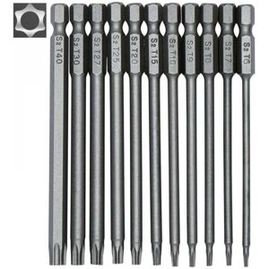 CYSLMUK 11-Piece Long Screwdriver Bit Set - Magnetic Bits - 1/4' Hex Shank - Sizes T6 to T40 - 100mm Length
