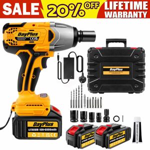 Dayplus - 1/2' Cordless Battery Electric Impact Wrench Gun Ratchet Driver Car Tire Removal