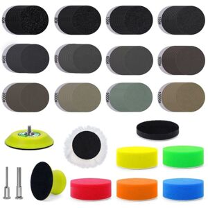 Tlily - 131 Pcs 3 Inch Sanding Discs with 60-10000 Grit Sandpaper, Car Headlight Restoration Kit for Wet Dry