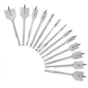 TLILY 13x Spade Drill Bit Sets,Alloy Steel Paddle Flat with Quick Change Shank, Wood Hole Cutter 1/4inch to 1-1/2inch