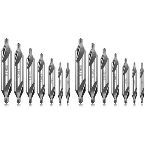 Tlily - 14 Pcs Center Drill Bits Set 60-Degree Angle Center Drill Bits Kit Countersink Tools for Lathe Metalworking