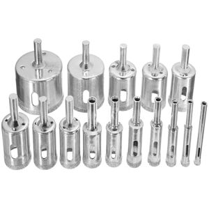 Ikodm - 15Pcs Diamond Hole Saw Set, 6-50mm, Hollow Core Drill Bits for Glass and Tile, Hole Saw for Glass, Ceramic and Porcelain