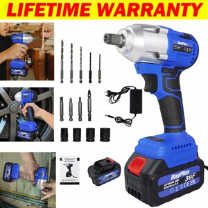 BRIEFNESS Cordless Electric Impact Wrench Rattle Nut Drill Gun Li-ion Battery 1/2'' Driver