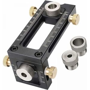 Cyslmuk - 2 in 1 Woodworking Drilling Jig, Adjustable Pocket Hole Jig, 4 Hole Drill Guide Kit 6/8/10/12mm, Bed Cabinet Screw Dowel Kit, Punch Locator