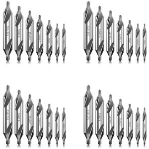 TLILY 28 Pcs Center Drill Bits Set 60-Degree Angle Center Drill Bits Kit Countersink Tools for Lathe Metalworking