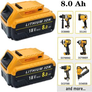 Mawiron - 2x Batteries 8000mAh Powerful Replacement Battery For Dewalt Battery 18V DCB180 DCB181 DCB-182 DCB-183 DCB184 DCB185 DCB-184B-XJ with led