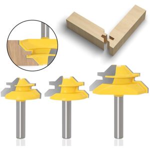 Csparkv - 3pcs 45 Degree Slotting Cutter (8mm Shank) - Miter Lock Router Tool